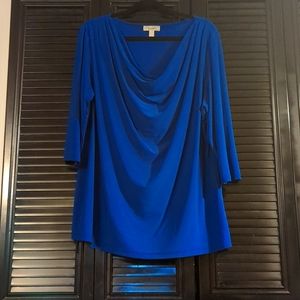 Blue cowl neck 3/4 sleeve top 3x